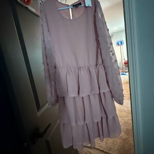 Elegant Pink Tiered Dress